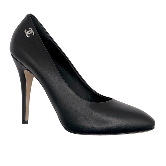 CHANEL Interlocking CC Logo Heels Black Size 38.5EU/8.5US - Picture 4 of 16